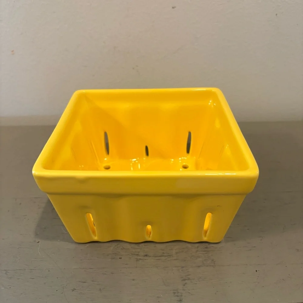 Crate&Barrel Yellow Ceramic Berry Basket